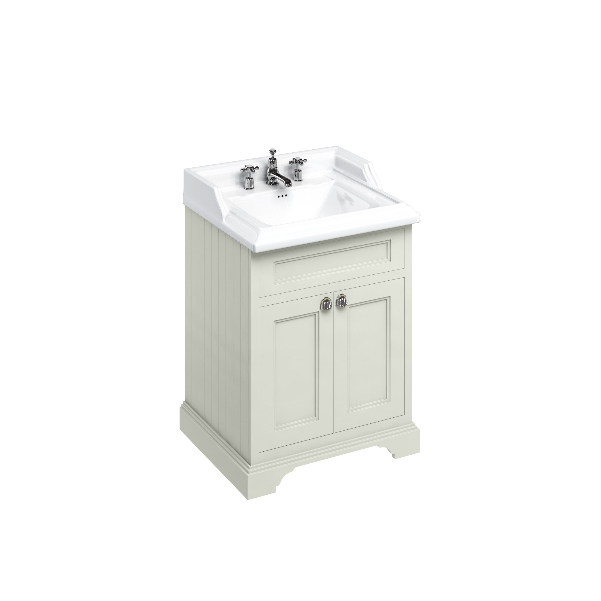 Freestanding 65 Vanity Unit with doors - Sand and Classic basin 3 tap holes